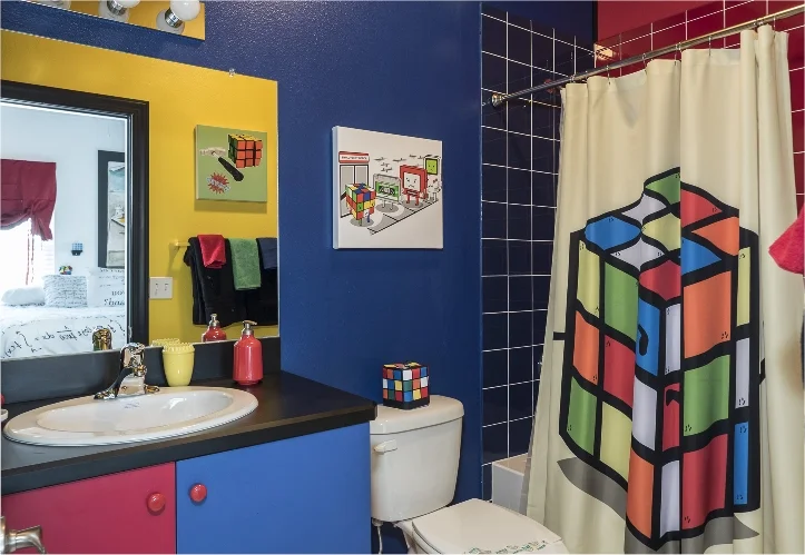 Rubik Cube Bathroom of the Mind Games Room at The Great Escape Lakeside - An Orlando, Florida area luxury vacation rental home